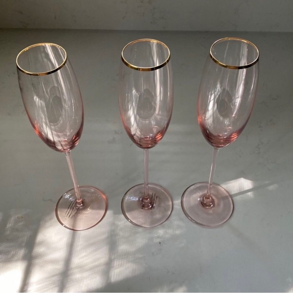 Anthropologie Champagne flutes with 24K gold decor